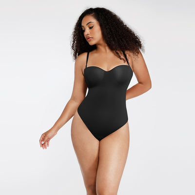 Body string sculptant convertible noir OnlyCurve, vue de face