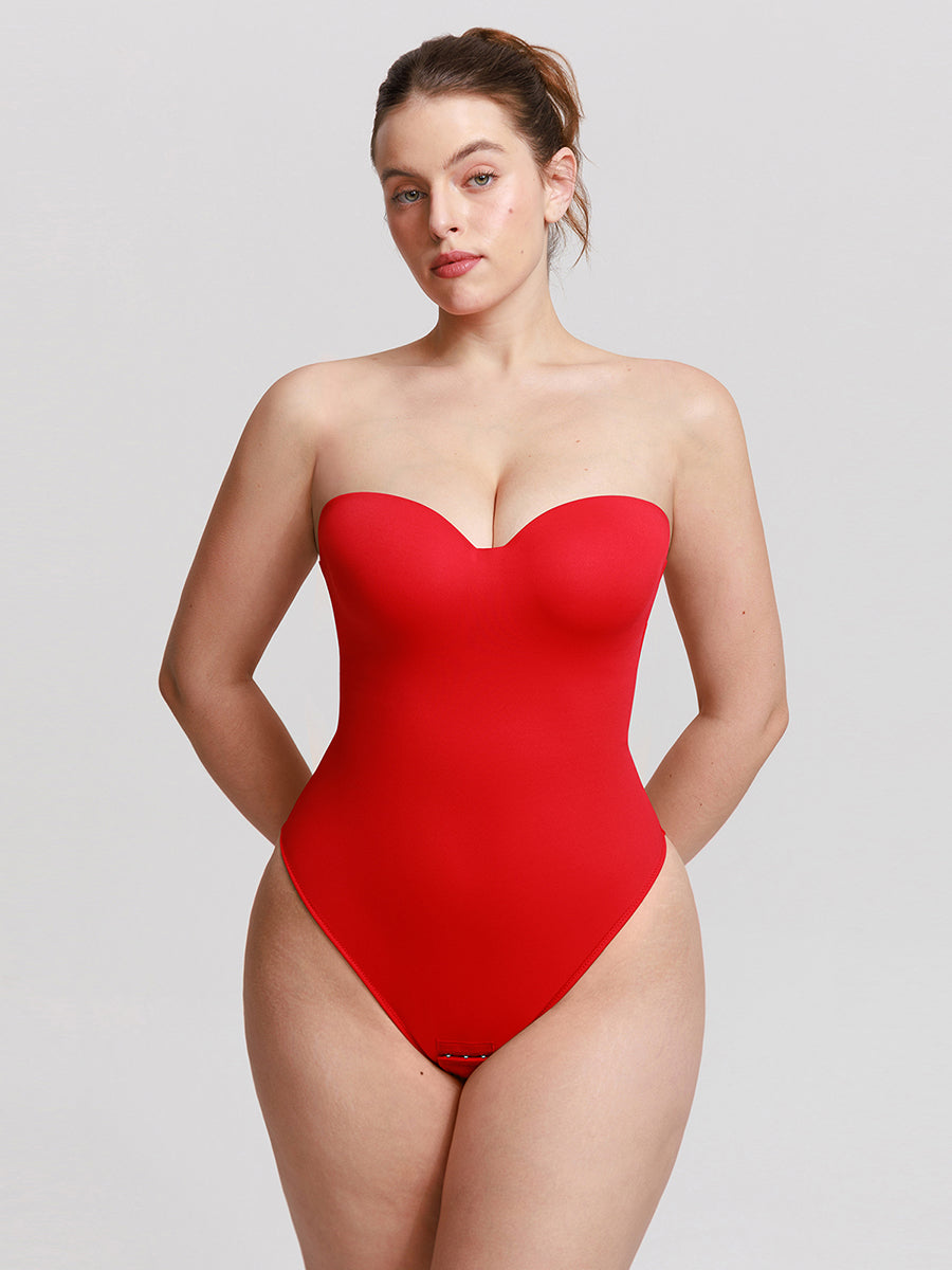 Body string sculptant convertible rouge OnlyCurve, vue de face